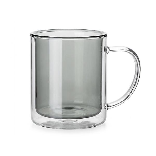  더블월 이중 내열 유리컵 300ml 그레이 머그컵 유리 머그잔