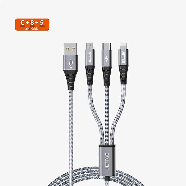  [젯스] 3IN1 초고속 패브릭 5핀 8핀 C타입 데이터 케이블 JTS-MF58C120