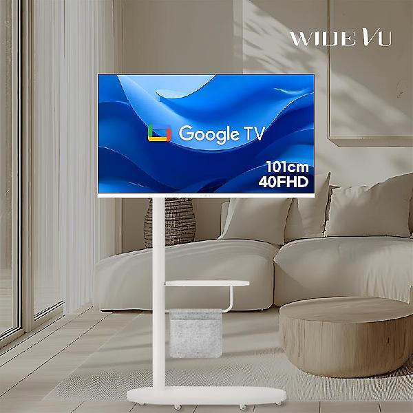  와이드무빙뷰 화이트에디션 101cm(40인치) 구글 FHD 스마트TV 타원형 이동식스탠드 삼탠바이미