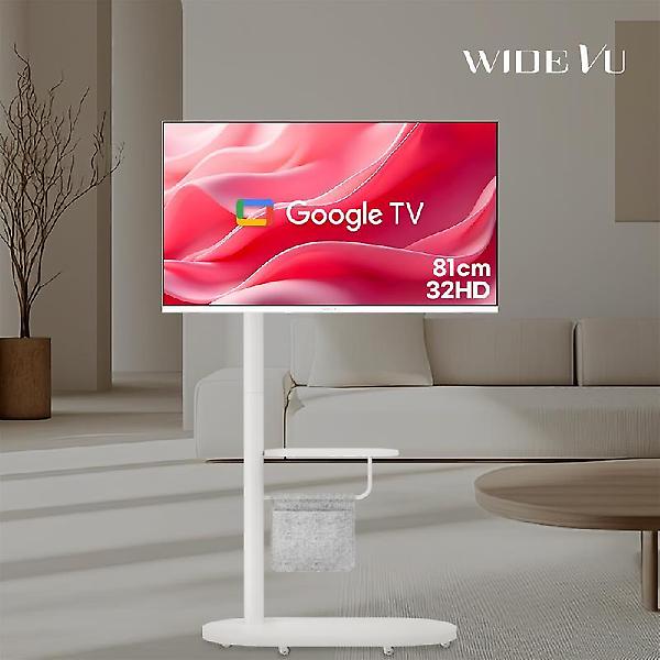  와이드무빙뷰 화이트에디션 81cm(32인치) 구글 HD 스마트TV 타원형 이동식 스탠드 중소바이미 삼탠바이미