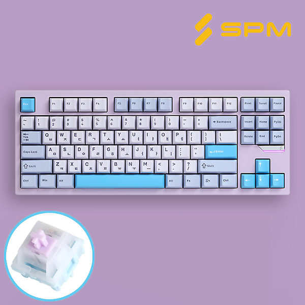  SPM 조약돌87 풀알루미늄 저소음 목새 무선키보드 퍼플 택타일축