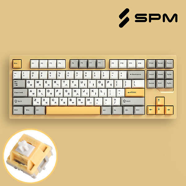  SPM 조약돌87 풀알루미늄 무선키보드 크림옐로우, 은행나무축
