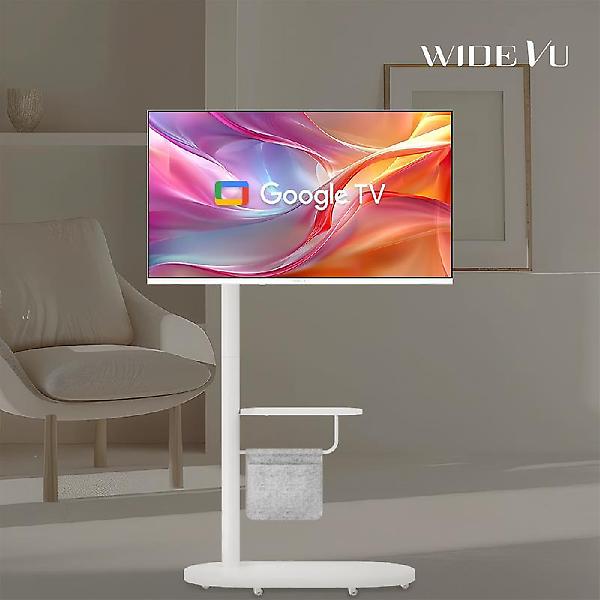  와이드무빙뷰 화이트에디션 101cm(40인치) 구글 FHD QLED 스마트TV 타원형 이동식스탠드 삼탠바이미
