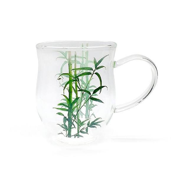  고원 레트로 유리컵 400ml 대나무 말차라떼 유리 머그컵