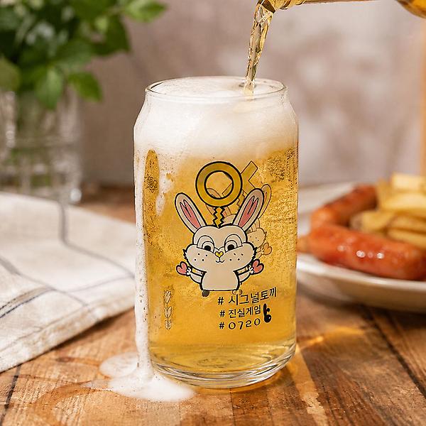  소맥잔 캔글라스 2P 맥주잔 세트 술마시는 토끼 집들이선물